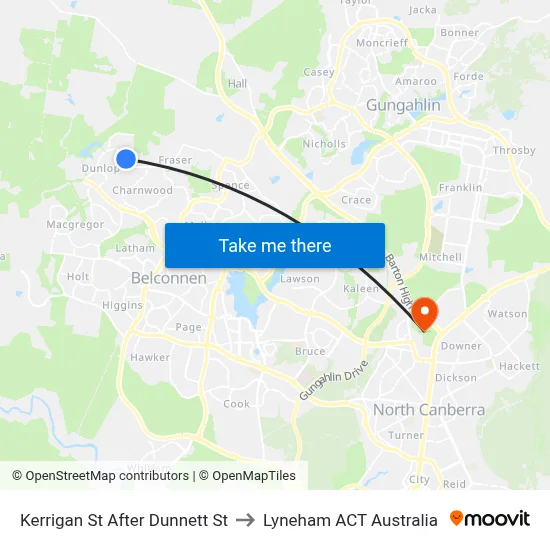 Kerrigan St After Dunnett St to Lyneham ACT Australia map