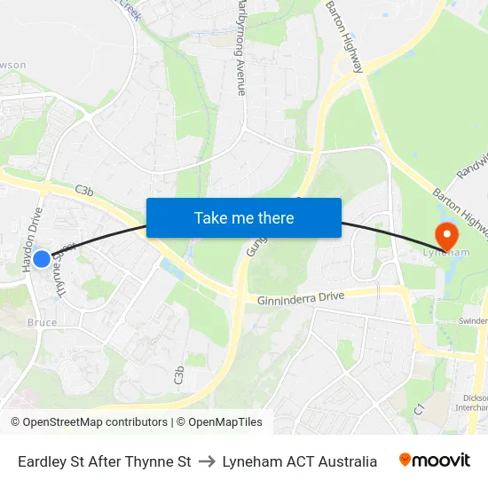 Eardley St After Thynne St to Lyneham ACT Australia map