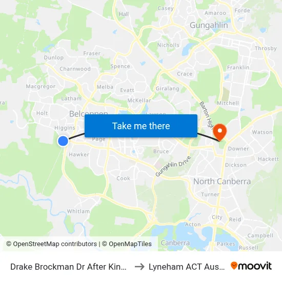 Drake Brockman Dr After Kinsella St to Lyneham ACT Australia map