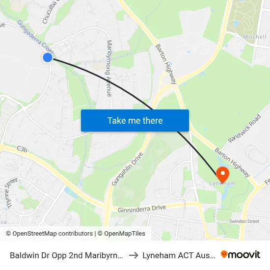 Baldwin Dr Opp 2nd Maribyrnong Av to Lyneham ACT Australia map