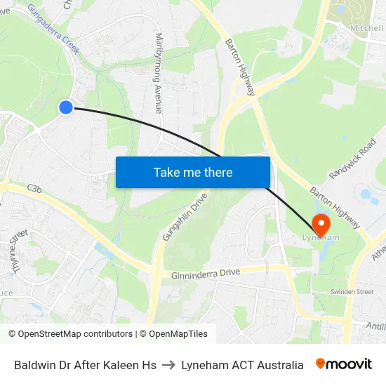 Baldwin Dr After Kaleen Hs to Lyneham ACT Australia map