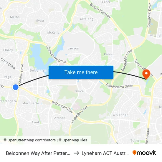 Belconnen Way After Petterd St to Lyneham ACT Australia map