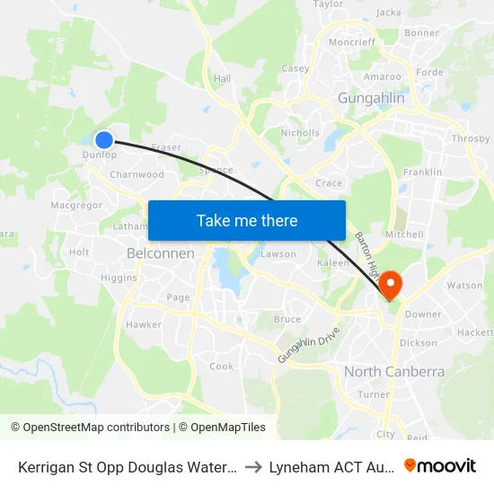 Kerrigan St Opp Douglas Waterhouse Dr to Lyneham ACT Australia map