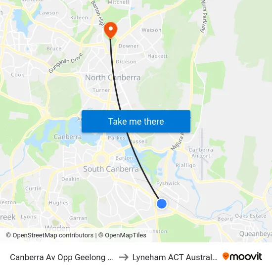 Canberra Av Opp Geelong St to Lyneham ACT Australia map
