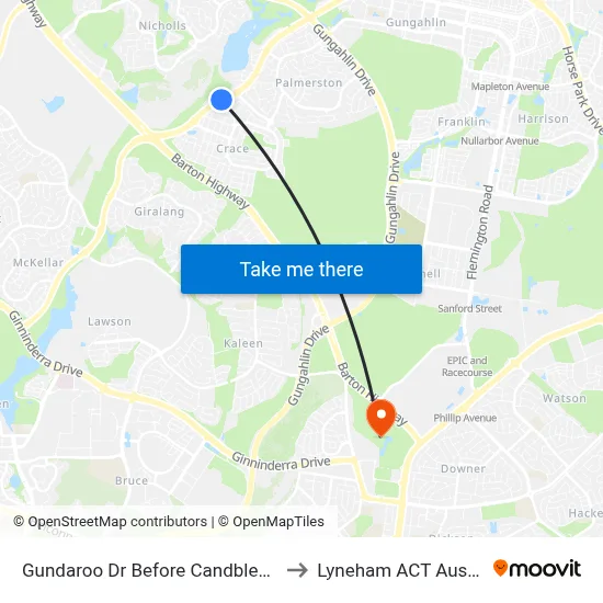 Gundaroo Dr Before Candblebark Cl to Lyneham ACT Australia map