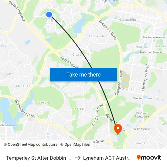 Temperley St After Dobbin Cct to Lyneham ACT Australia map