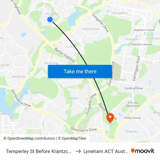 Temperley St Before Krantzcke Cct to Lyneham ACT Australia map