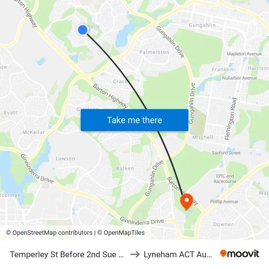 Temperley St Before 2nd Sue Geh Cct to Lyneham ACT Australia map