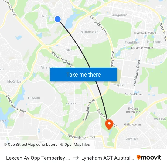 Lexcen Av Opp Temperley St to Lyneham ACT Australia map