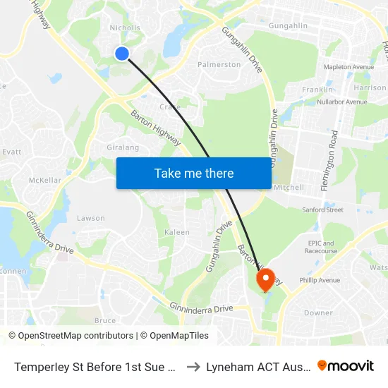 Temperley St Before 1st Sue Geh Cct to Lyneham ACT Australia map