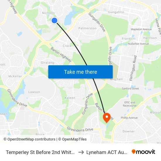 Temperley St Before 2nd Whitfield Cct to Lyneham ACT Australia map