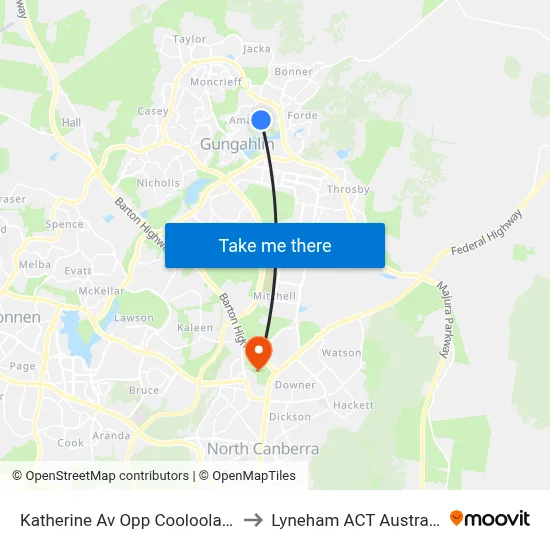 Katherine Av Opp Cooloola St to Lyneham ACT Australia map