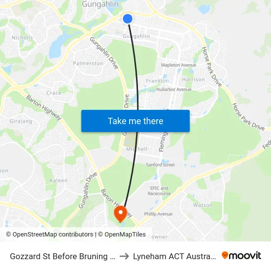 Gozzard St Before Bruning St to Lyneham ACT Australia map