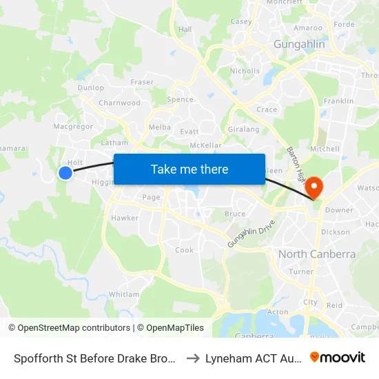 Spofforth St Before Drake Brockman Dr to Lyneham ACT Australia map