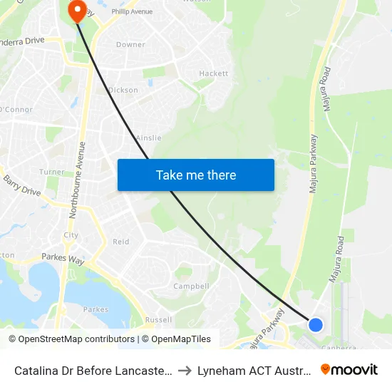 Catalina Dr Before Lancaster Pl to Lyneham ACT Australia map