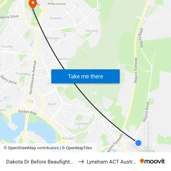 Dakota Dr Before Beaufighter St to Lyneham ACT Australia map