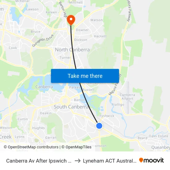 Canberra Av After Ipswich St to Lyneham ACT Australia map