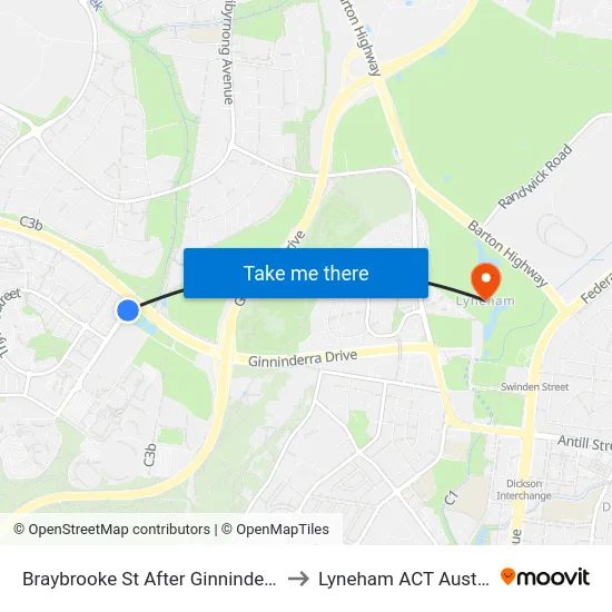 Braybrooke St After Ginninderra Dr to Lyneham ACT Australia map