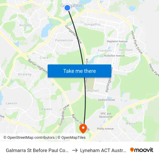 Galmarra St Before Paul Coe Cr to Lyneham ACT Australia map