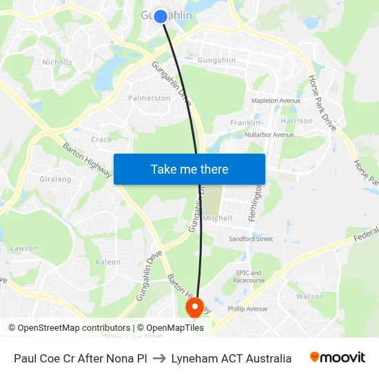 Paul Coe Cr After Nona Pl to Lyneham ACT Australia map
