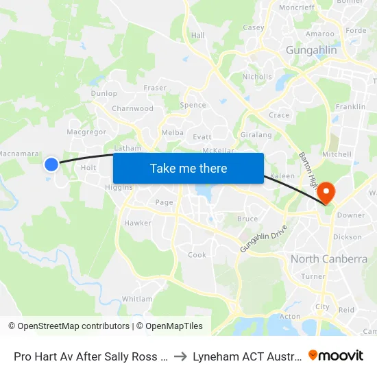 Pro Hart Av After Sally Ross Way to Lyneham ACT Australia map