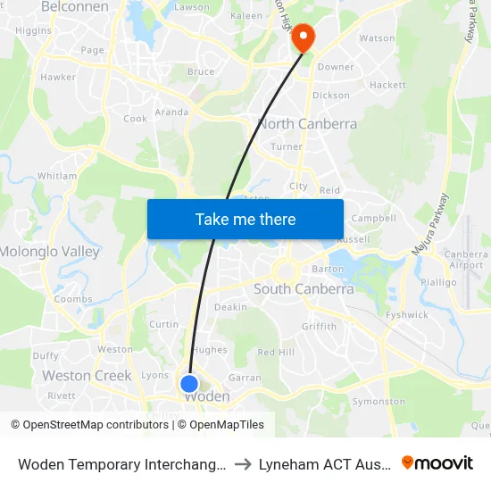 Woden Temporary Interchange Plt 6 to Lyneham ACT Australia map
