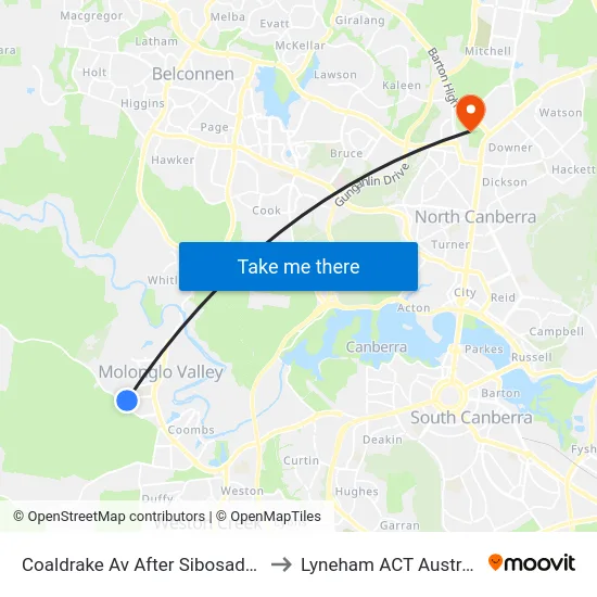Coaldrake Av After Sibosado St to Lyneham ACT Australia map