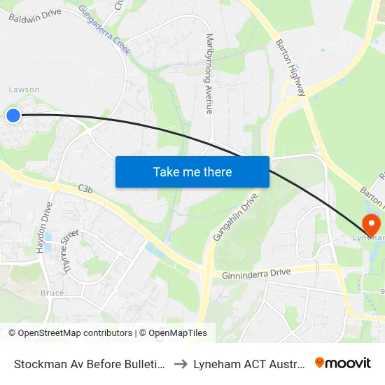 Stockman Av Before Bulletin St to Lyneham ACT Australia map