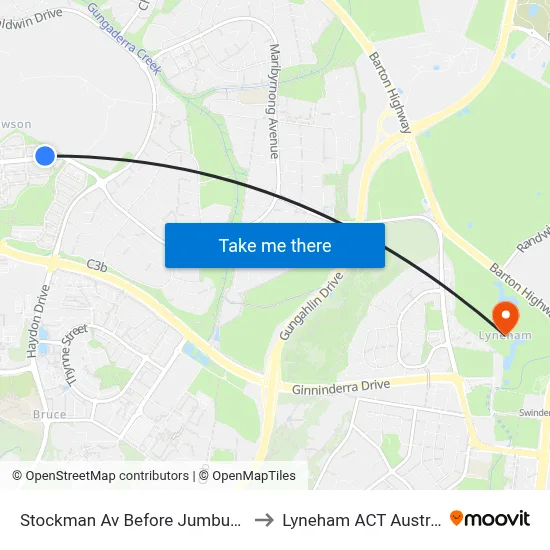 Stockman Av Before Jumbuck Cr to Lyneham ACT Australia map