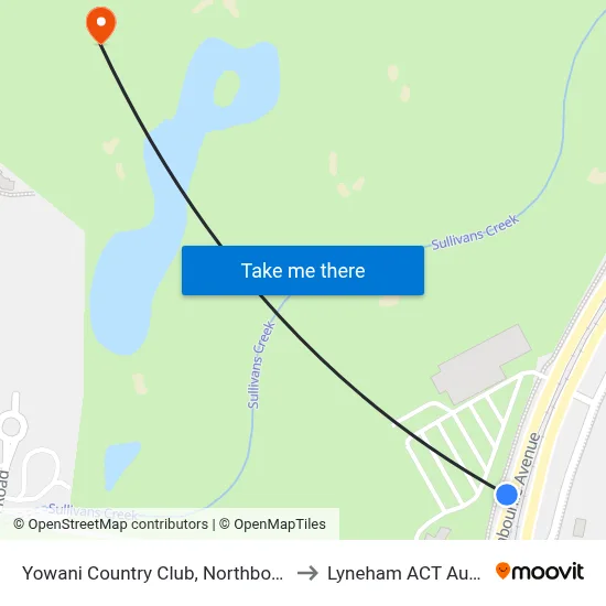 Yowani Country Club, Northbourne Ave to Lyneham ACT Australia map