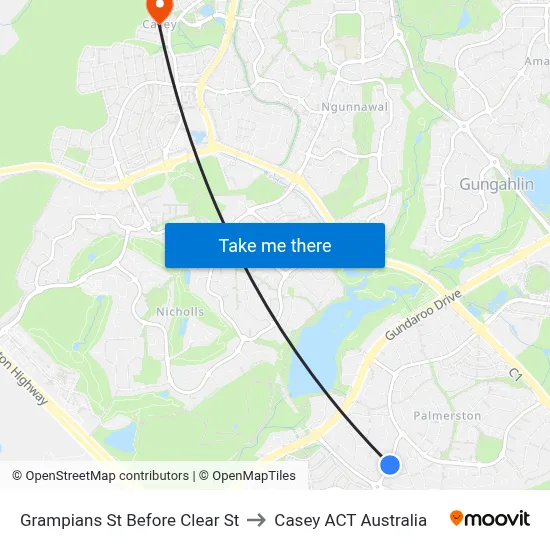 Grampians St Before Clear St to Casey ACT Australia map