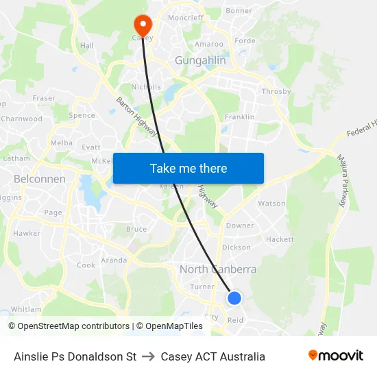 Ainslie Ps Donaldson St to Casey ACT Australia map