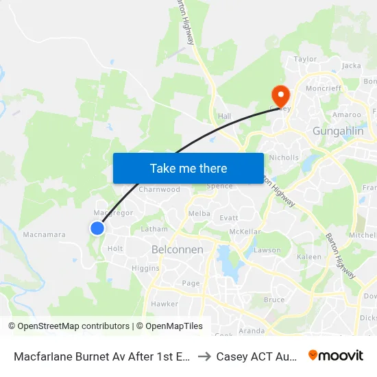 Macfarlane Burnet Av After 1st Eccles Cct to Casey ACT Australia map