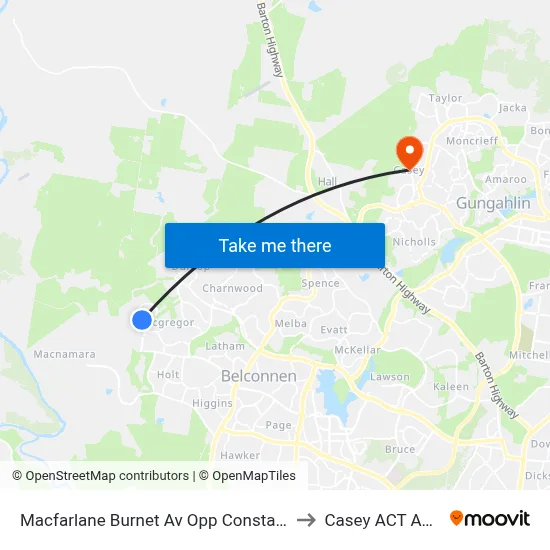 Macfarlane Burnet Av Opp Constance Stone St to Casey ACT Australia map