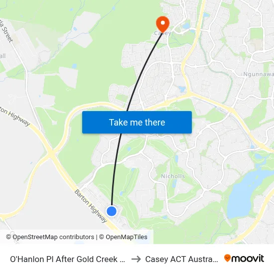 O'Hanlon Pl After Gold Creek Rd to Casey ACT Australia map