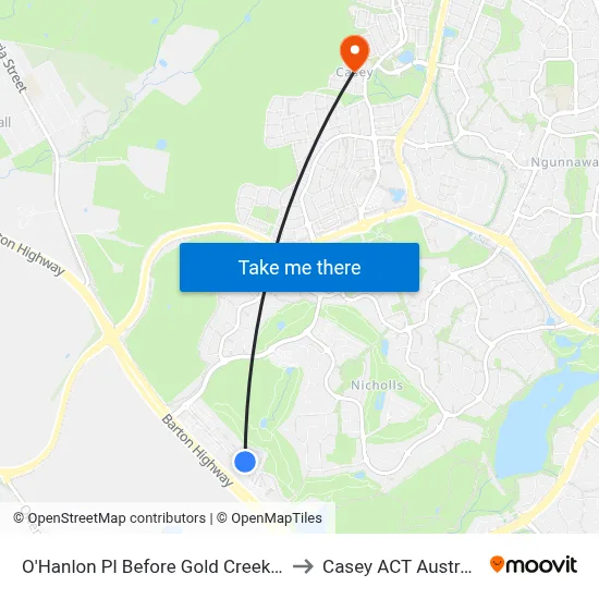 O'Hanlon Pl Before Gold Creek Rd to Casey ACT Australia map