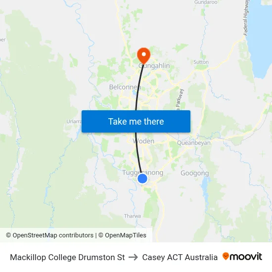 Mackillop College Drumston St to Casey ACT Australia map