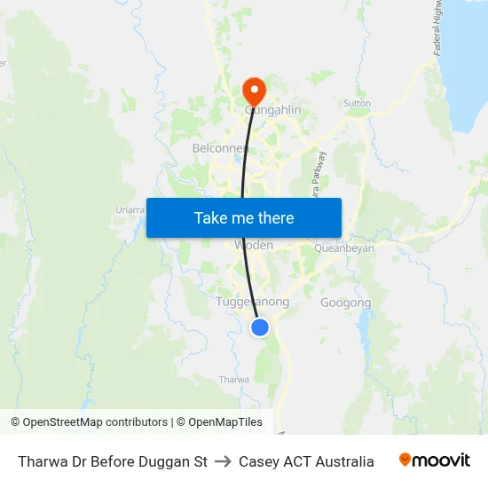 Tharwa Dr Before Duggan St to Casey ACT Australia map