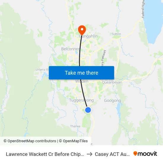 Lawrence Wackett Cr Before Chippindall Cct to Casey ACT Australia map