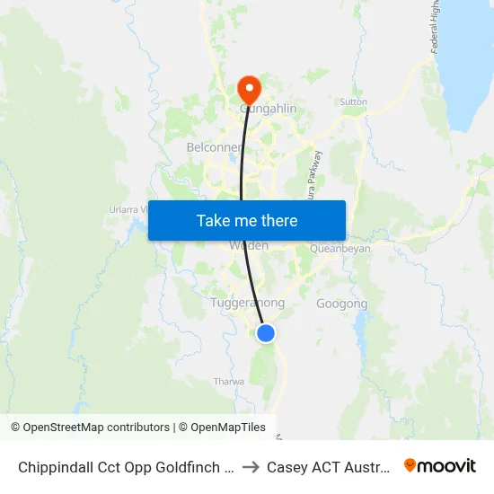 Chippindall Cct Opp Goldfinch Cct to Casey ACT Australia map