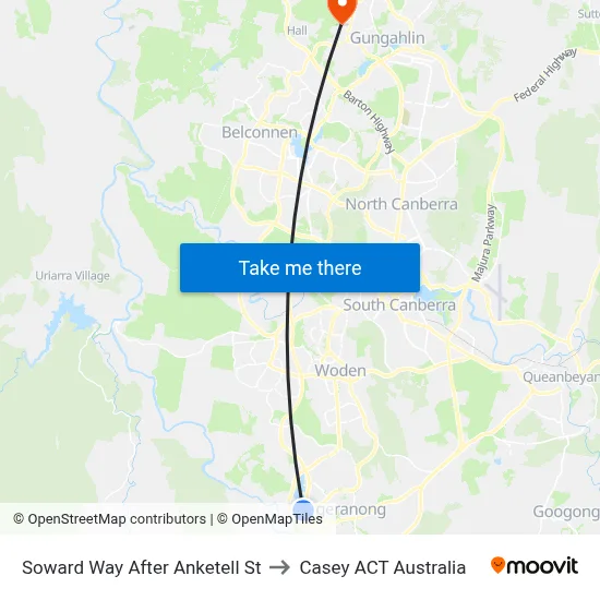 Soward Way After Anketell St to Casey ACT Australia map