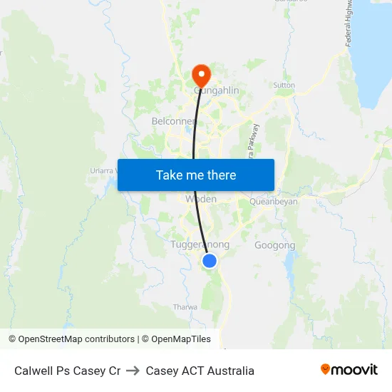Calwell Ps Casey Cr to Casey ACT Australia map