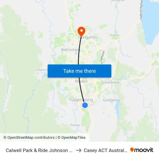 Calwell Park & Ride Johnson Dr to Casey ACT Australia map