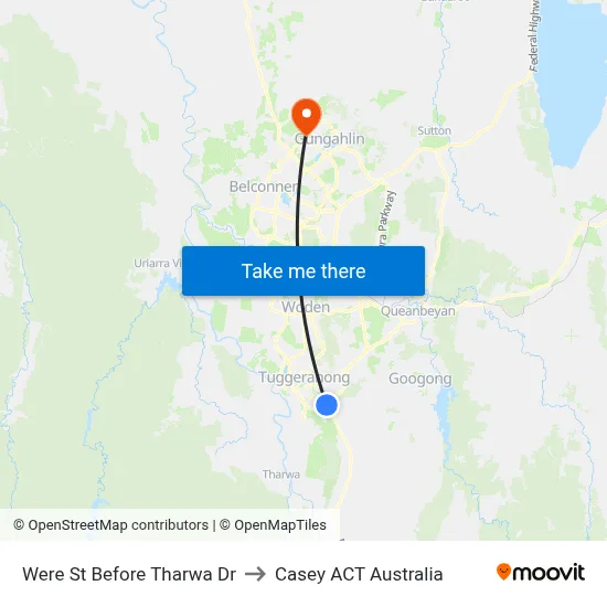 Were St Before Tharwa Dr to Casey ACT Australia map