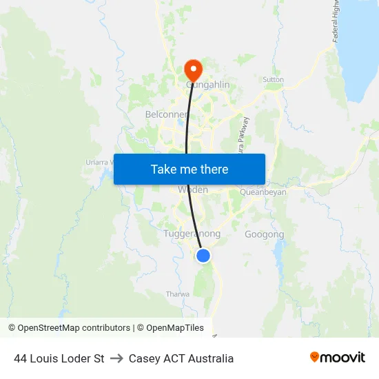 44 Louis Loder St to Casey ACT Australia map