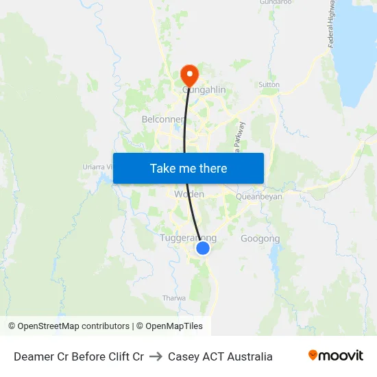Deamer Cr Before Clift Cr to Casey ACT Australia map