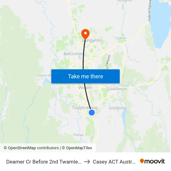Deamer Cr Before 2nd Twamley Cr to Casey ACT Australia map