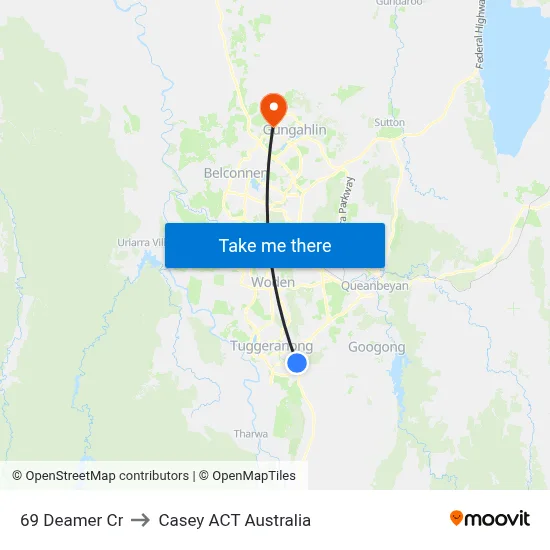 69 Deamer Cr to Casey ACT Australia map