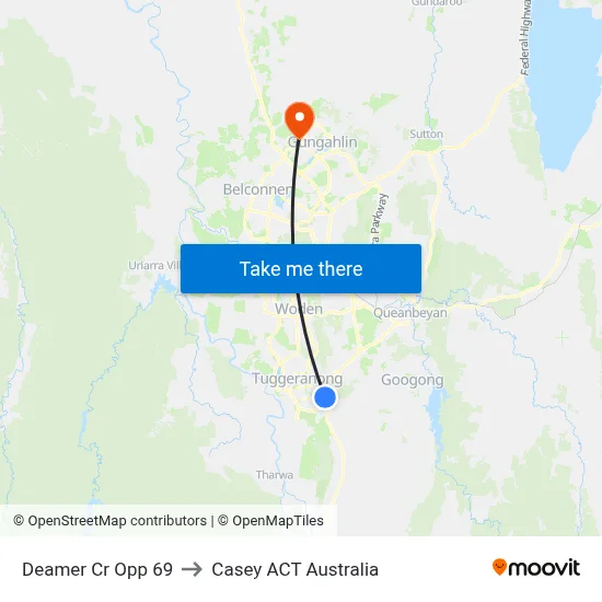 Deamer Cr Opp 69 to Casey ACT Australia map