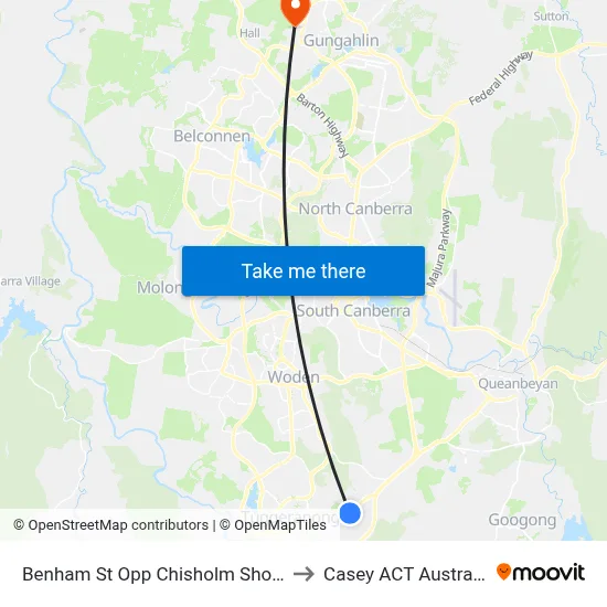 Benham St Opp Chisholm Shops to Casey ACT Australia map